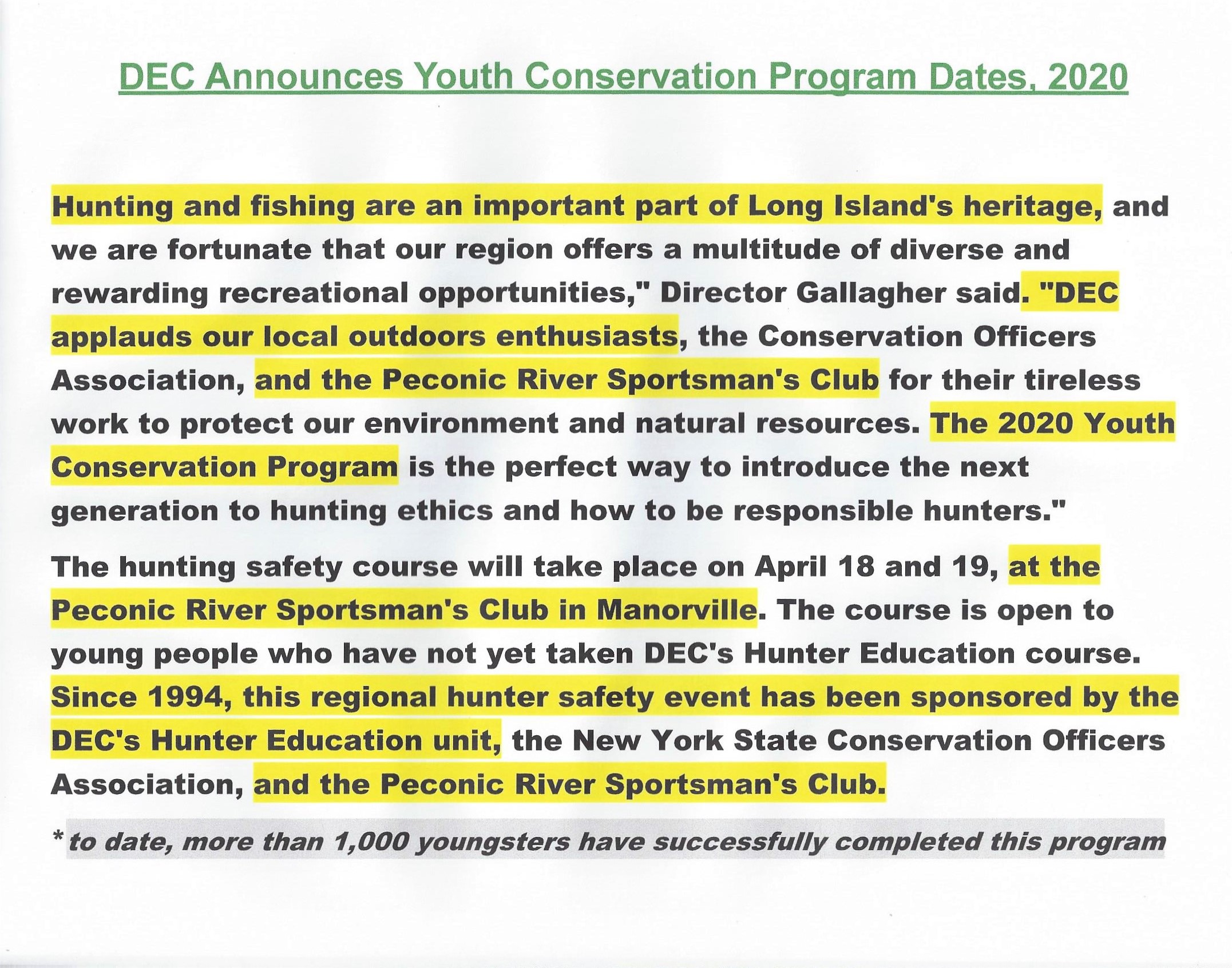 New York State Youth Conservation Program